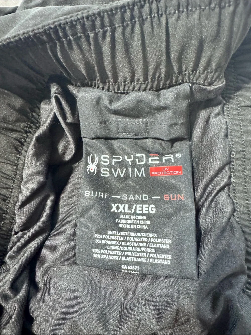 NWOT Spyder Black Swim Shorts with Zip Pocket XXL